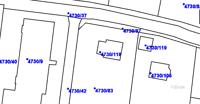 Parcela st. 4730/118 v KÚ Teplice, Katastrální mapa