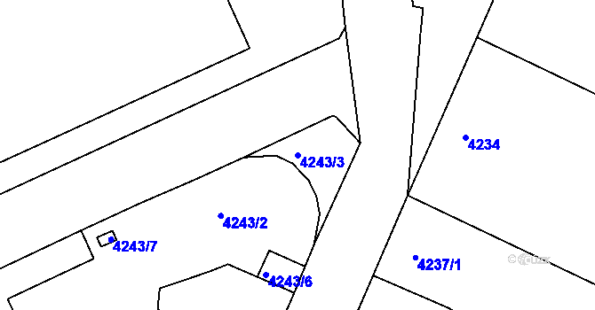 Parcela st. 4243/3 v KÚ Teplice, Katastrální mapa