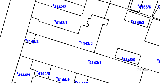 Parcela st. 4143/3 v KÚ Teplice, Katastrální mapa