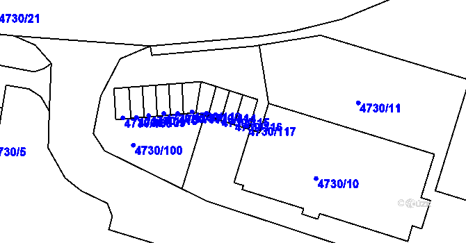 Parcela st. 4730/116 v KÚ Teplice, Katastrální mapa