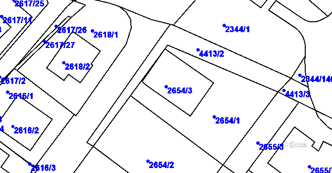 Parcela st. 2654/3 v KÚ Teplice, Katastrální mapa