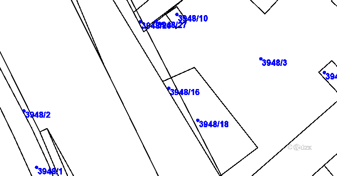 Parcela st. 3948/16 v KÚ Teplice, Katastrální mapa