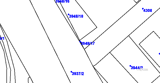 Parcela st. 3948/17 v KÚ Teplice, Katastrální mapa