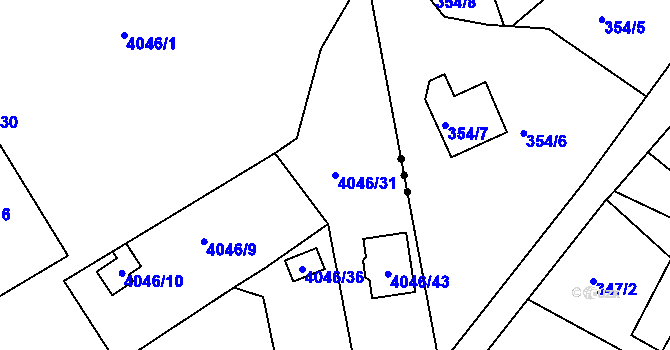 Parcela st. 4046/31 v KÚ Teplice, Katastrální mapa