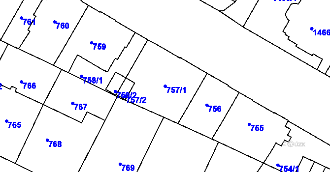 Parcela st. 757/1 v KÚ Teplice, Katastrální mapa