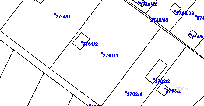 Parcela st. 2761/1 v KÚ Teplice, Katastrální mapa