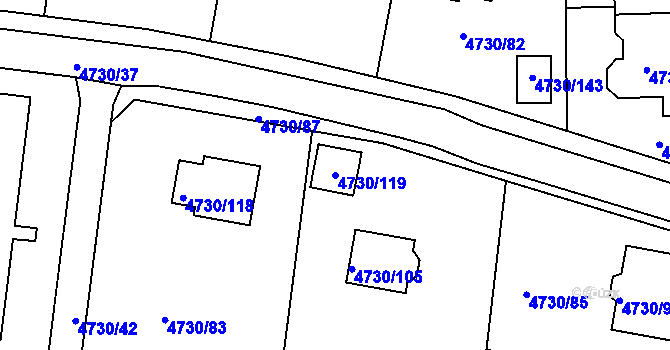 Parcela st. 4730/119 v KÚ Teplice, Katastrální mapa