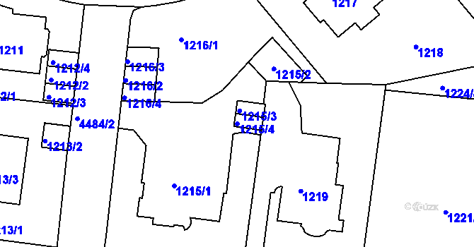Parcela st. 1215/4 v KÚ Teplice, Katastrální mapa