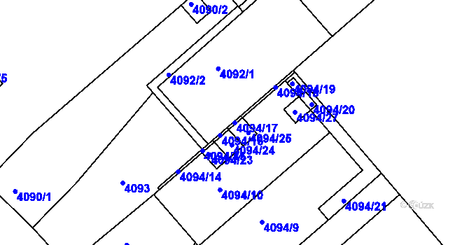 Parcela st. 4094/17 v KÚ Teplice, Katastrální mapa