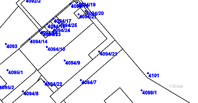 Parcela st. 4094/21 v KÚ Teplice, Katastrální mapa