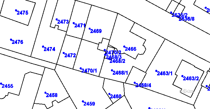Parcela st. 2468/3 v KÚ Teplice, Katastrální mapa