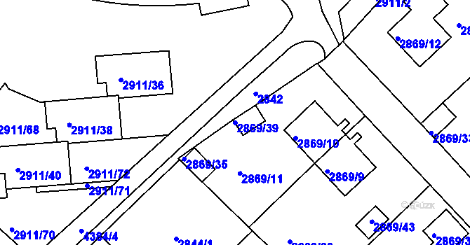 Parcela st. 2869/39 v KÚ Teplice, Katastrální mapa
