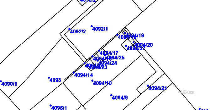 Parcela st. 4094/25 v KÚ Teplice, Katastrální mapa