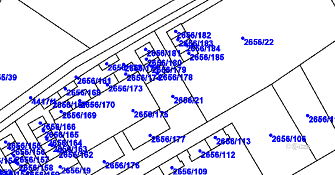 Parcela st. 2656/21 v KÚ Teplice, Katastrální mapa