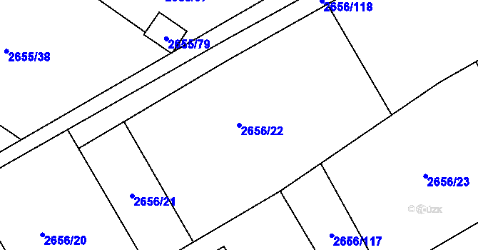 Parcela st. 2656/22 v KÚ Teplice, Katastrální mapa
