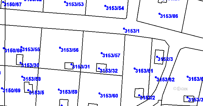 Parcela st. 3153/57 v KÚ Teplice, Katastrální mapa