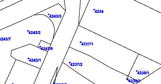 Parcela st. 4237/1 v KÚ Teplice, Katastrální mapa