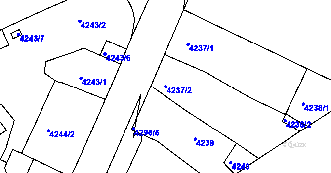 Parcela st. 4237/2 v KÚ Teplice, Katastrální mapa