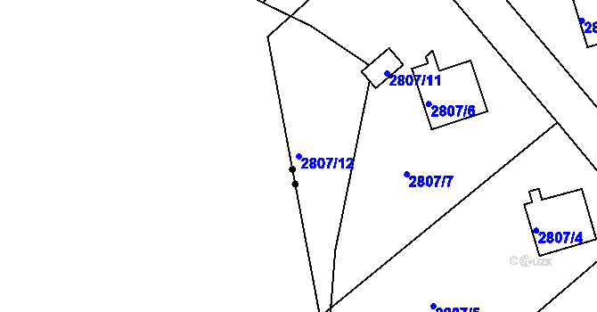 Parcela st. 2807/12 v KÚ Teplice, Katastrální mapa