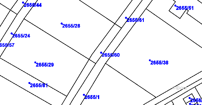 Parcela st. 2655/60 v KÚ Teplice, Katastrální mapa