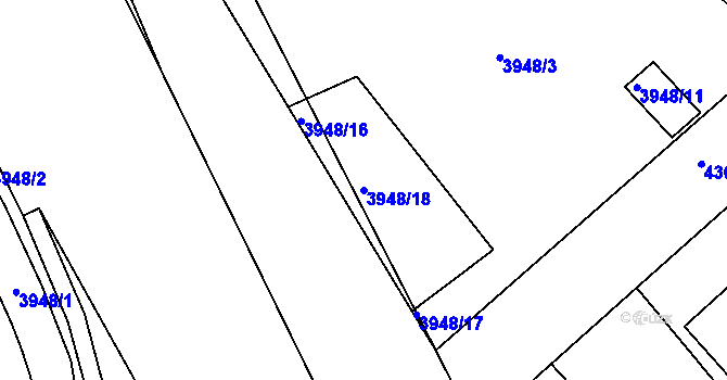 Parcela st. 3948/18 v KÚ Teplice, Katastrální mapa
