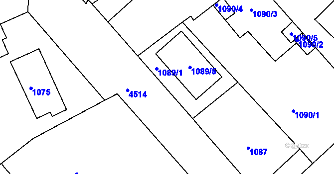 Parcela st. 1089/4 v KÚ Teplice, Katastrální mapa
