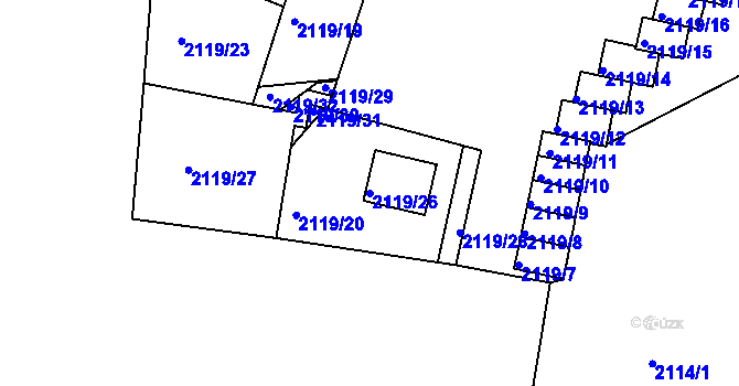 Parcela st. 2119/26 v KÚ Teplice, Katastrální mapa