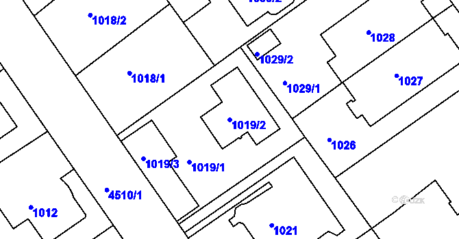 Parcela st. 1019/2 v KÚ Teplice, Katastrální mapa