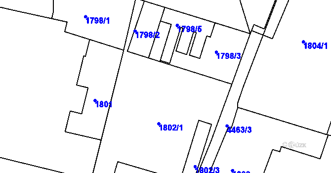 Parcela st. 1802/4 v KÚ Teplice, Katastrální mapa