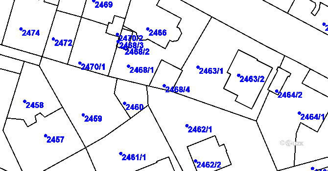 Parcela st. 2468/4 v KÚ Teplice, Katastrální mapa