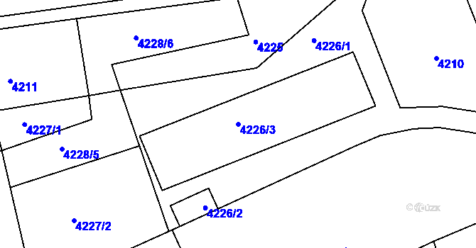 Parcela st. 4226/3 v KÚ Teplice, Katastrální mapa