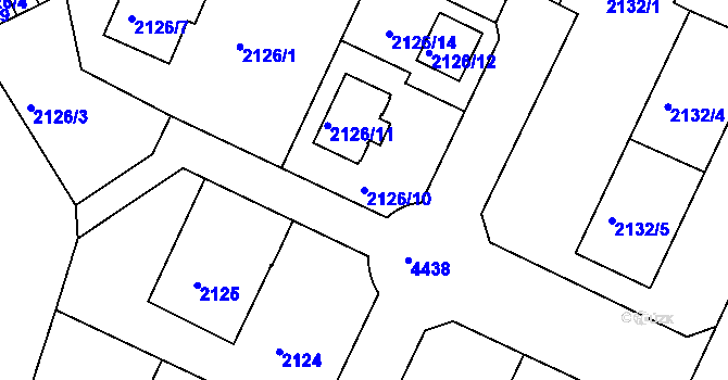 Parcela st. 2126/10 v KÚ Teplice, Katastrální mapa