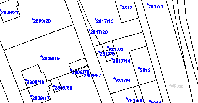 Parcela st. 2817/8 v KÚ Teplice, Katastrální mapa