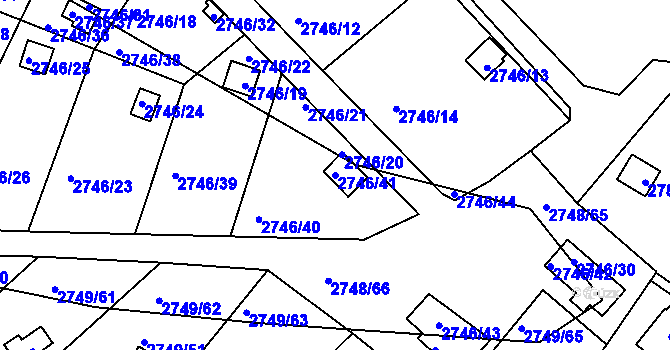 Parcela st. 2746/41 v KÚ Teplice, Katastrální mapa