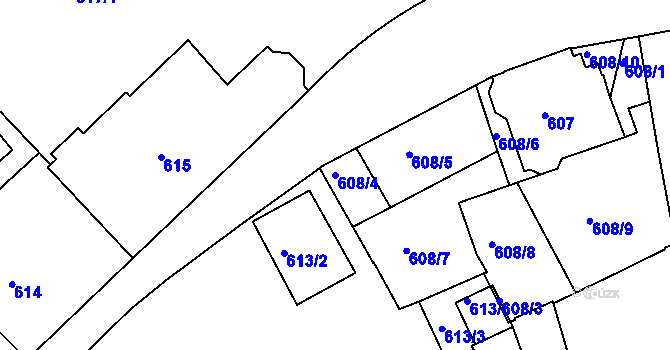 Parcela st. 608/4 v KÚ Teplice, Katastrální mapa