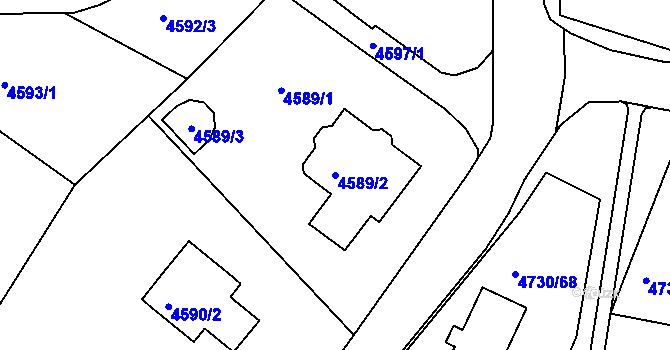 Parcela st. 4589/2 v KÚ Teplice, Katastrální mapa
