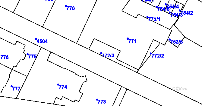 Parcela st. 772/3 v KÚ Teplice, Katastrální mapa