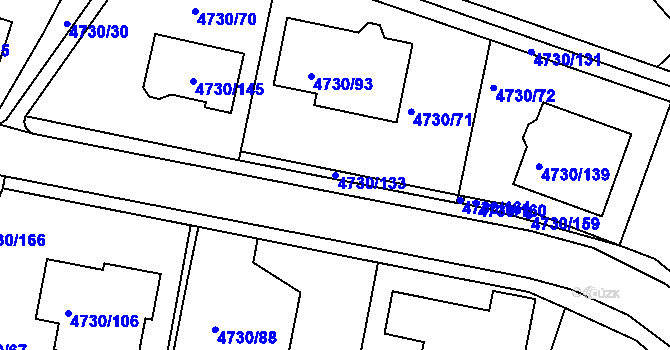 Parcela st. 4730/133 v KÚ Teplice, Katastrální mapa