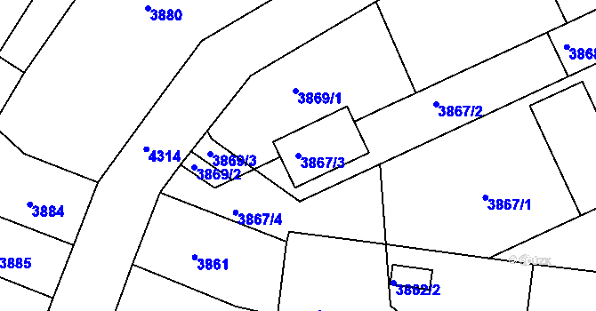 Parcela st. 3867/3 v KÚ Teplice, Katastrální mapa