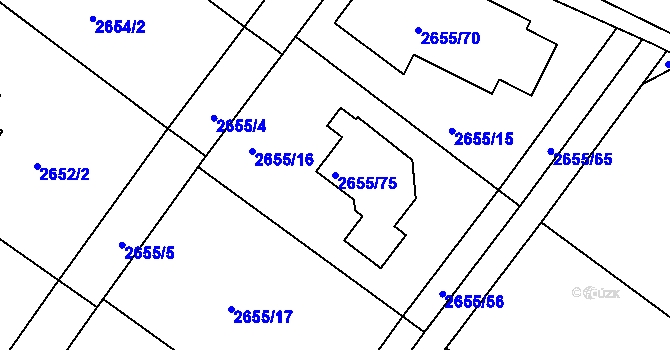 Parcela st. 2655/75 v KÚ Teplice, Katastrální mapa