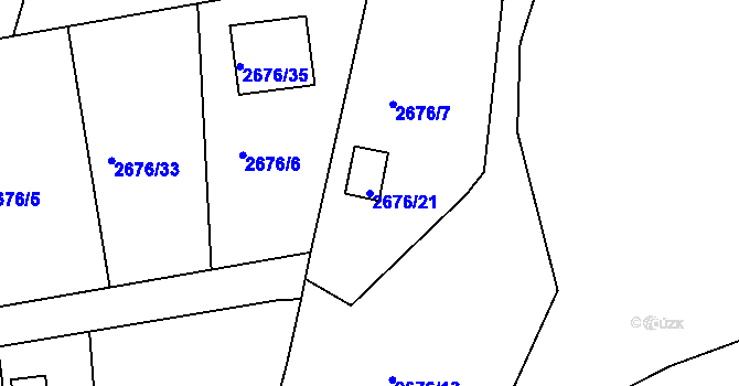Parcela st. 2676/21 v KÚ Teplice, Katastrální mapa