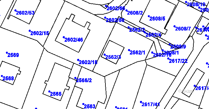 Parcela st. 2562/3 v KÚ Teplice, Katastrální mapa
