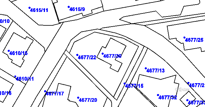 Parcela st. 4677/30 v KÚ Teplice, Katastrální mapa
