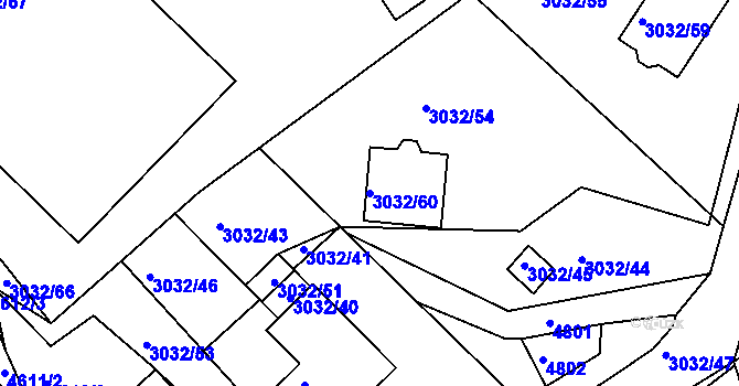 Parcela st. 3032/60 v KÚ Teplice, Katastrální mapa