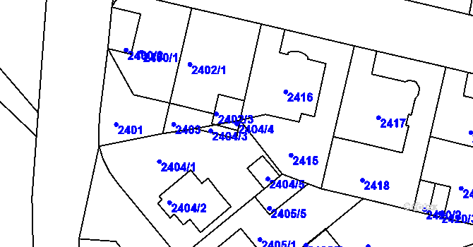 Parcela st. 2404/4 v KÚ Teplice, Katastrální mapa