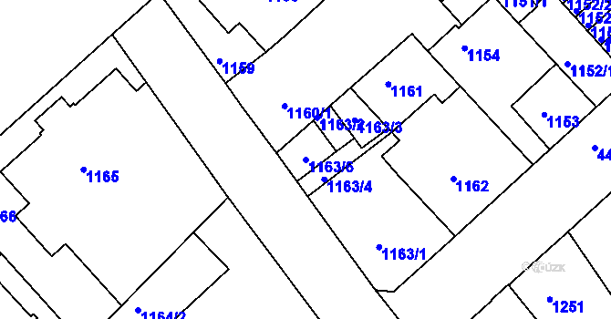 Parcela st. 1163/6 v KÚ Teplice, Katastrální mapa