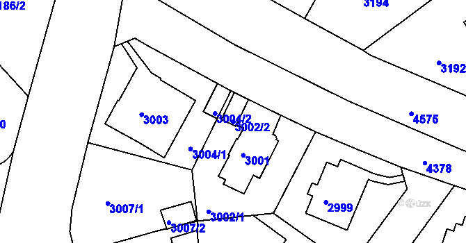 Parcela st. 3002/2 v KÚ Teplice, Katastrální mapa