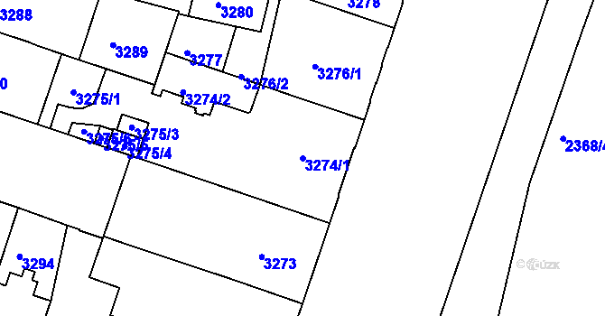 Parcela st. 3274/1 v KÚ Teplice, Katastrální mapa