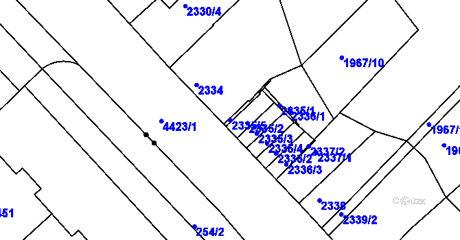 Parcela st. 2335/5 v KÚ Teplice, Katastrální mapa