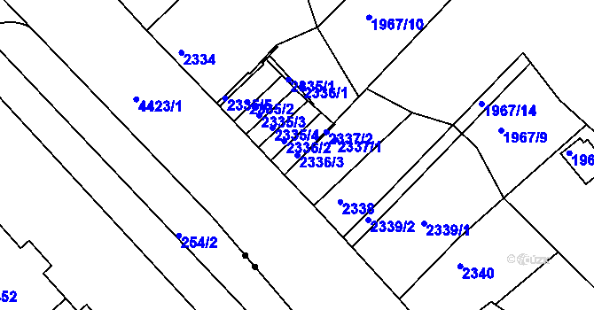 Parcela st. 2336/3 v KÚ Teplice, Katastrální mapa